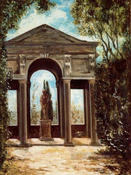  Medici Pintura Art%C3%ADstica - Pabellón de Villa Medici con estatua de Giorgio de Chirico Surrealismo metafísico